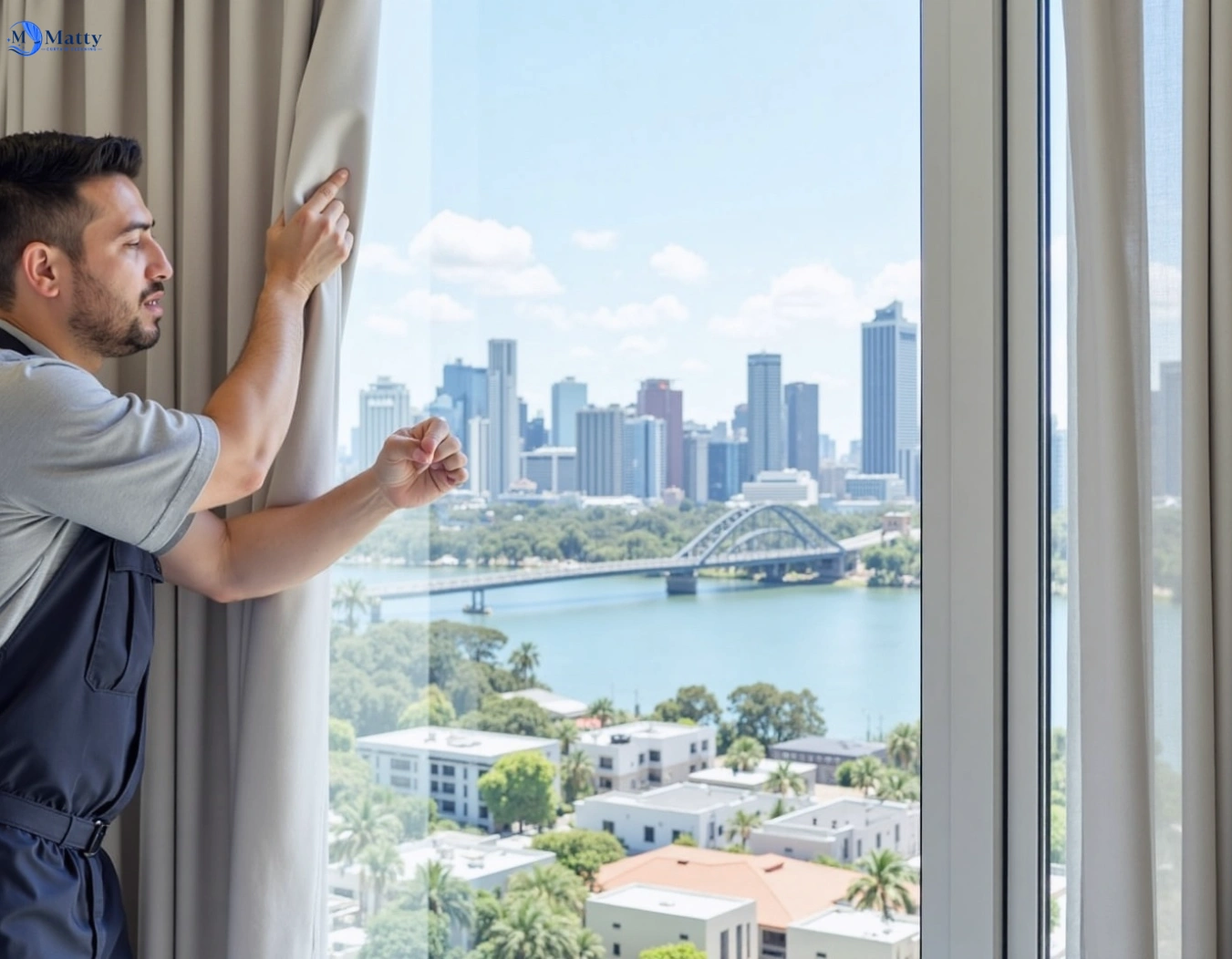 Professional curtain steam cleaning service wooloowin QLD by Matty Curtain Cleaning